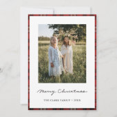 Tartan Bordure Snowflakes Joyeuse carte de Noël (Devant)