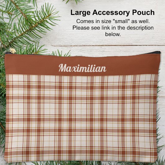 Tartan - Brown ciment - GRANDE pochette d'accessoi