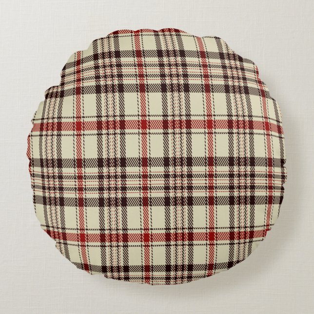 Tartan Brown Rond Kussen (Voorkant)