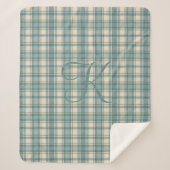Tartan Buffalo Plaid Vert Bleu Beige Monogrammé (Devant)