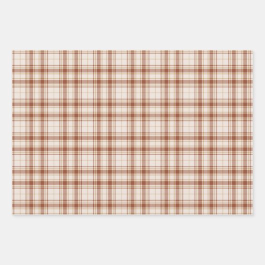 Tartan - Cement-Burnt Sienna-Rustic Gold Inpakpapier Vel (Voorkant)