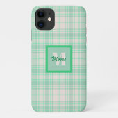 Tartan - cement in wit met verschillende groene hu Case-Mate iPhone case (Achterkant)