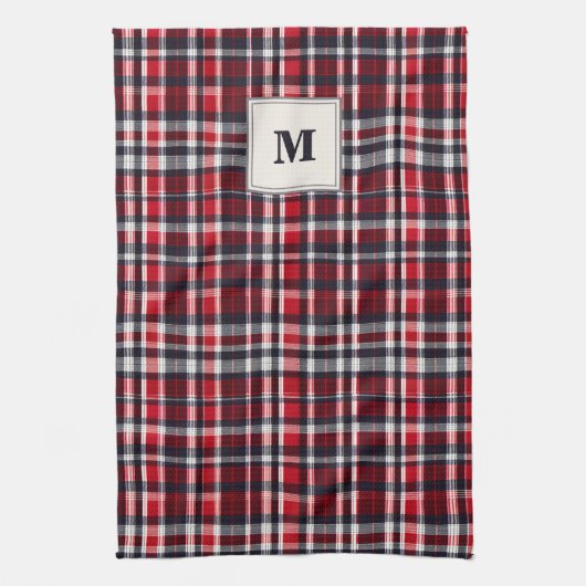 Tartan Check Elegant patroon Stijlvol Monogrammed Theedoek (Verticaal)