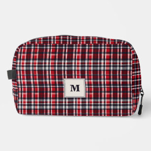 Tartan Check Patroon Stijlvol Monogrammed Toilettasje