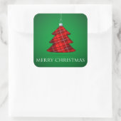 Tartan Christmas bauble Vierkante Sticker (Tas)
