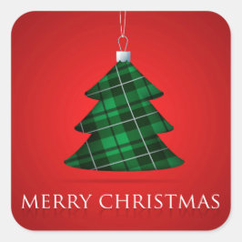 Tartan Christmas bauble Vierkante Sticker