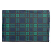 Tartan Clan Black Bekijk de blauwe groene cheque Kussensloop (Achterkant-Links)