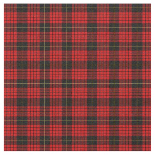 Tartan Clan MacQueen Pattern Red Black Check Stof (Close Up)