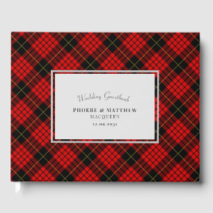 Tartan Clan MacQueen Zwart Rood Trouwen Gastenboek