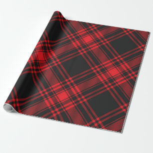 Tartan Clan Stewart Pset Black Red Check Patroon Cadeaupapier