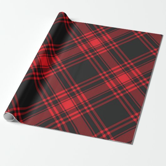 Tartan Clan Stewart Pset Black Red Check Patroon Cadeaupapier (Uitgerold)