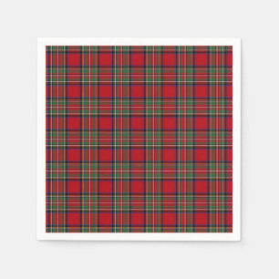 Tartan Clan Stewart Pset Black Red Check Patroon Servet