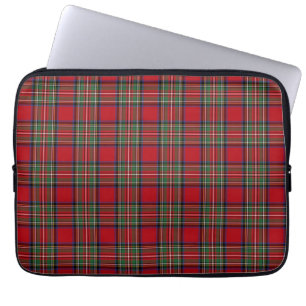 Tartan Clan Stewart Pset Red Blue Green ingecheckt Laptop Sleeve