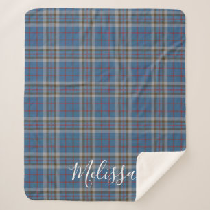 Tartan Clan Thompson Pset Blue Gray Check Custom Sherpa Deken