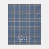Tartan Clan Thompson Pset Blue Gray Check Fleece Deken (Voorkant)