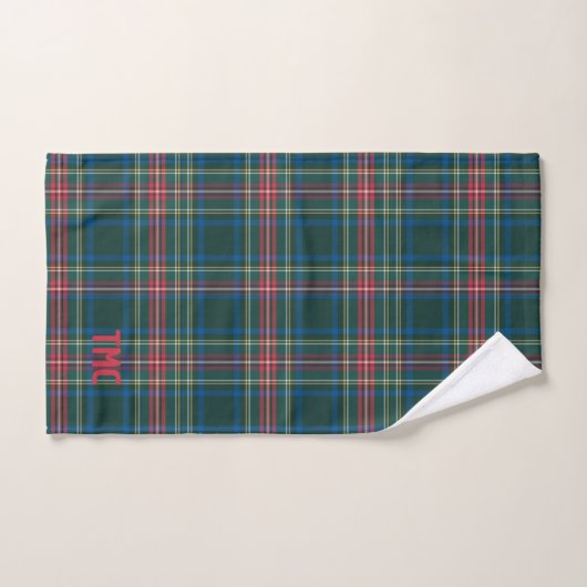 Tartan classique Plaid Initiales de Noël Preppy (Serviette à main)