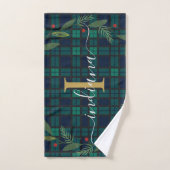 Tartan Couronne Manuscrit Monogramme Rustique Plai (Serviette à main)
