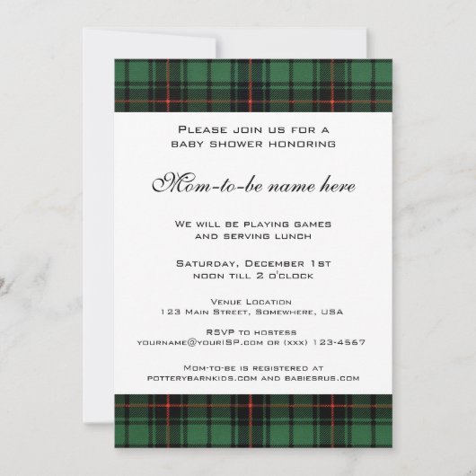  Tartan, Davidson Modern Baby shower Kaart (Voorkant)