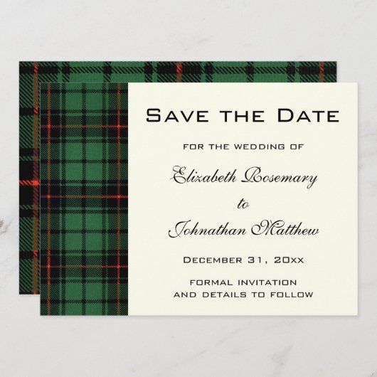  Tartan, Davidson Modern Pattern Wedding Save The Date (Voorkant / Achterkant)