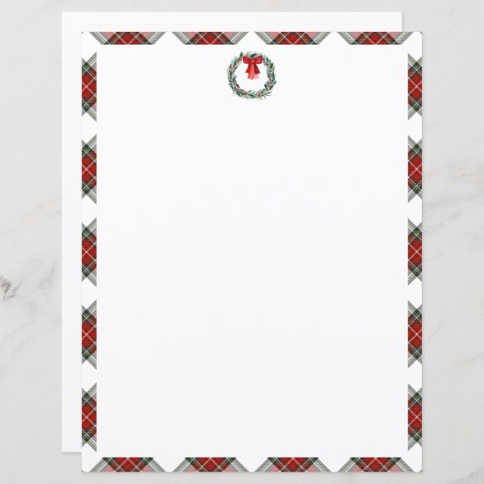 Tartan de Noël Plaid Wreath Bow Papier fixe (Devant / Derrière)