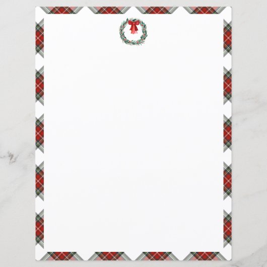 Tartan de Noël Plaid Wreath Bow Papier fixe (Devant)