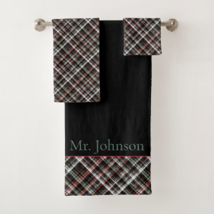 Tartan de Noël texturé. Ensemble de serviettes