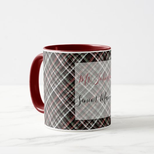 Tartan de Noël texturé. Mug (Devant gauche)