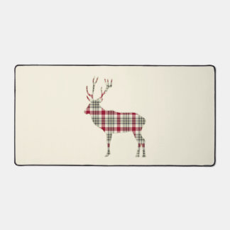 Tartan d'hiver Plaid Deer Silhouette Desk Mat