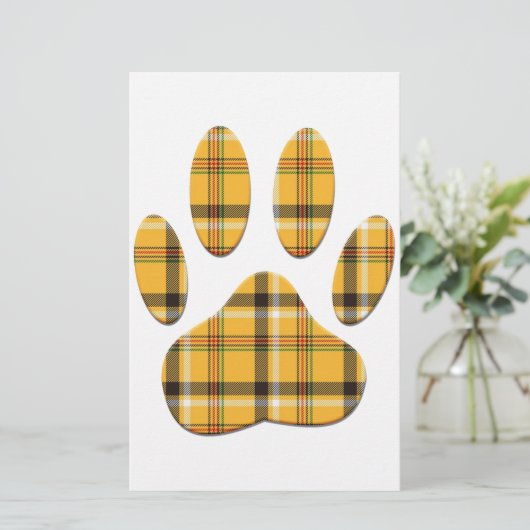 Tartan Dog Paw Print Briefpapier (Staand voorkant)