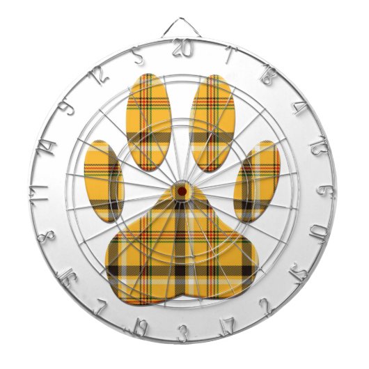 Tartan Dog Paw Print Dartbord (Voorkant)