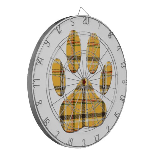 Tartan Dog Paw Print Dartbord (Voorkant Links)