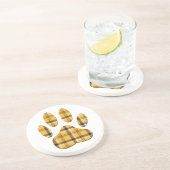 Tartan Dog Paw Print Zandsteen Onderzetter (Zijkant)