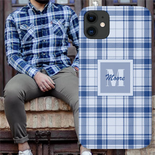 Tartan - donkerblauw tot lichtblauw - telefoongeva iPhone 11 hoesje