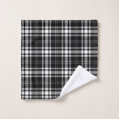 Tartan écossais blanc noir personnalisé (Gant de toilette)