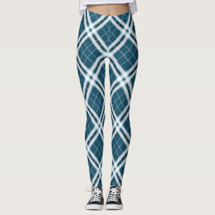 Tartan en bleu et blanc Leggings