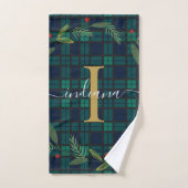 Tartan en couronne de monogramme rustique plaqué (Serviette à main)