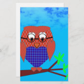 Tartan en harten Owl Briefpapier (Voorkant / Achterkant)