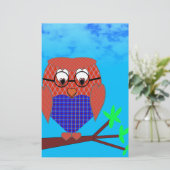 Tartan en harten Owl Briefpapier (Staand voorkant)