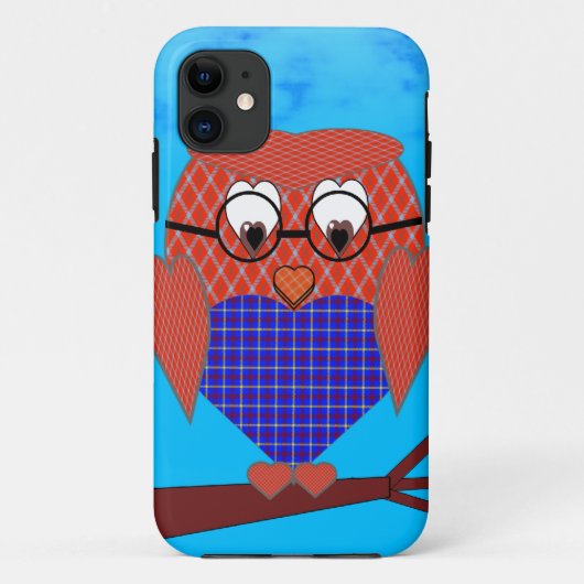 Tartan en harten Owl Case-Mate iPhone Case (Achterkant)