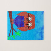 Tartan en harten Owl Legpuzzel (Horizontaal)