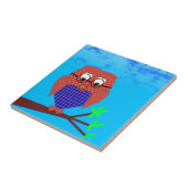 Tartan en harten Owl Tegeltje (Zijkant)