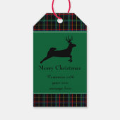Tartan en rendierKerstmis Cadeaulabel (Voorkant)