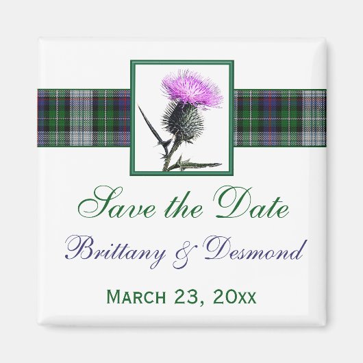 Tartan en Thistle Bruiloft Save the Date Magnet Magneet (Voorkant)