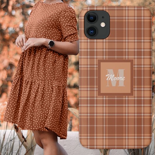 Tartan - étui téléphonique Brown et en terre cuite