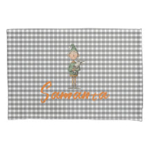 Tartan geruite kerstelf rendier grijs wit naam