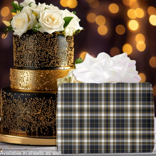 Tartan - Graphite Ivory en Mustard Gold Cadeaupapier