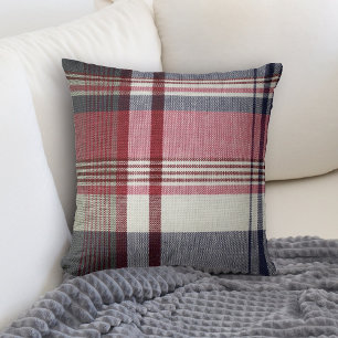Tartan gris rouge Coussin