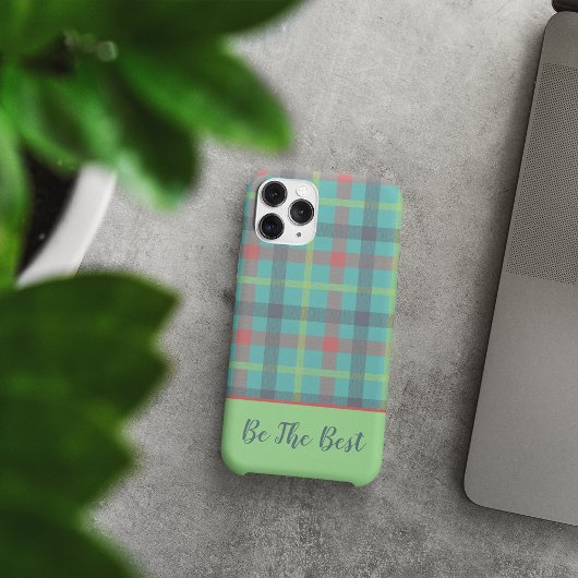 Tartan groene-gele iPhone Case