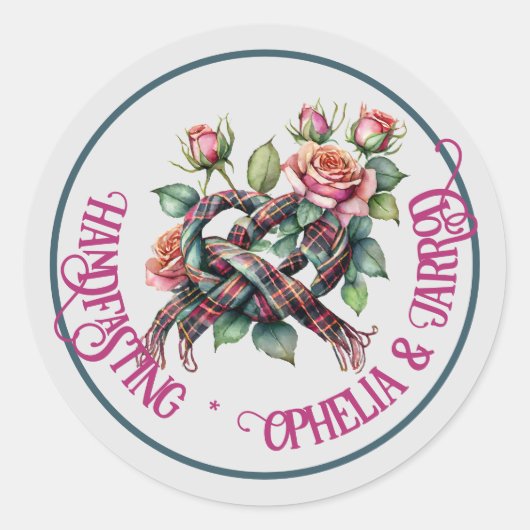 TARTAN HANDFASTING STICKERS VOOR FAVORS ENVELOPES (Voorkant)