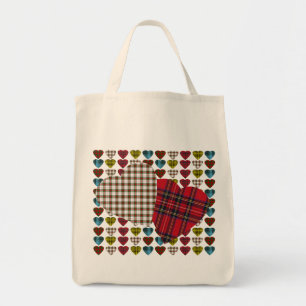 Tartan Heart Grocery Canvas tas